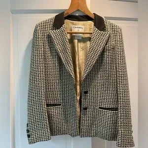 CHANEL | Jackets & Coats | Chanel Vintage Houndstooth Blazer Size